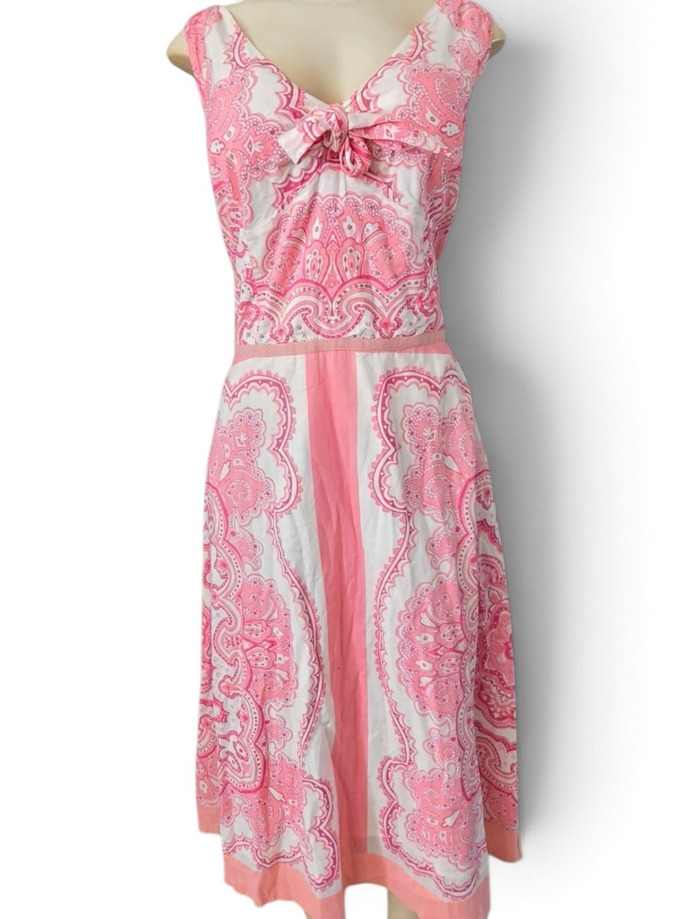 April Cornell Pink Paisley Cotton Midi Dress Boho Cottagecore Vintage L